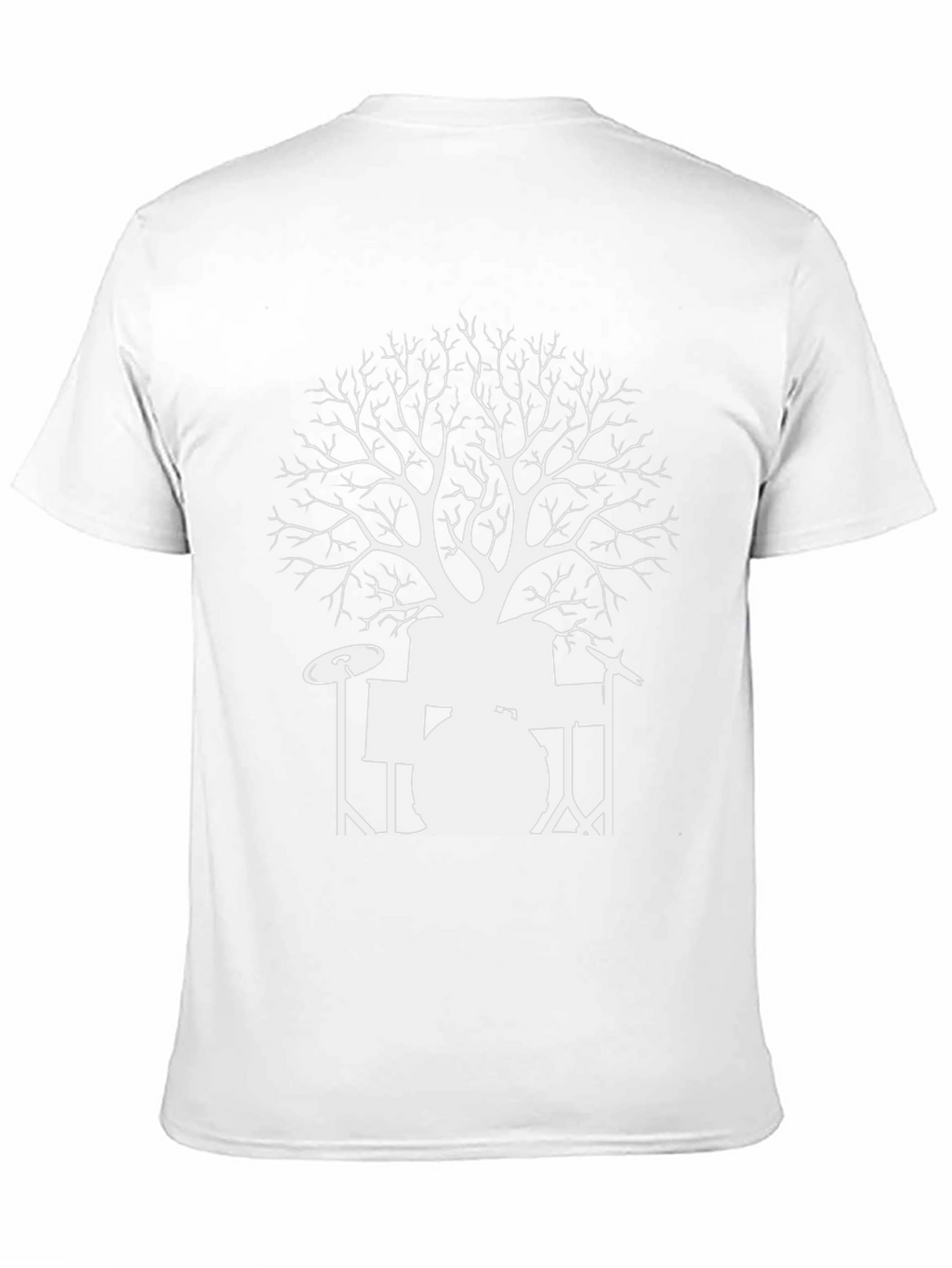 Drum Set Tree Graphic T-Shirt - Black Cotton Tee