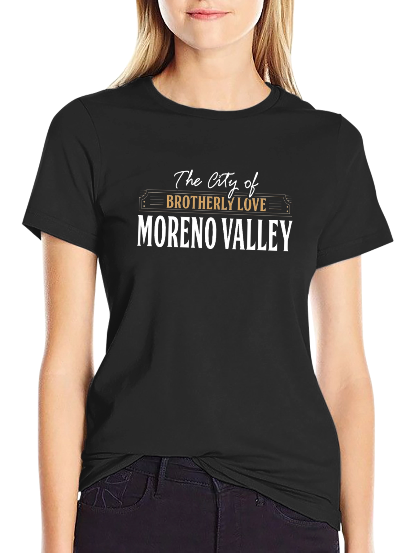 Moreno Valley City of Brotherly Love Black T-Shirt
