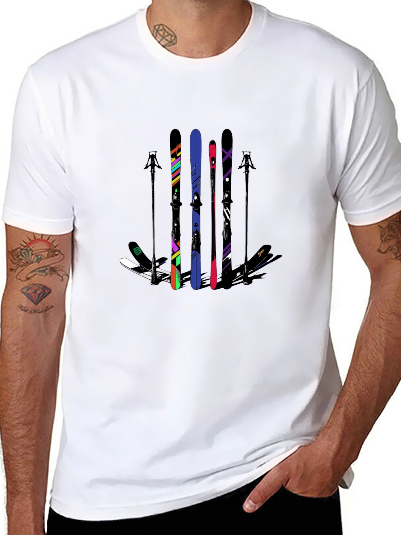 Colorful Ski Graphic T-Shirt - Mountain Adventure Ready!