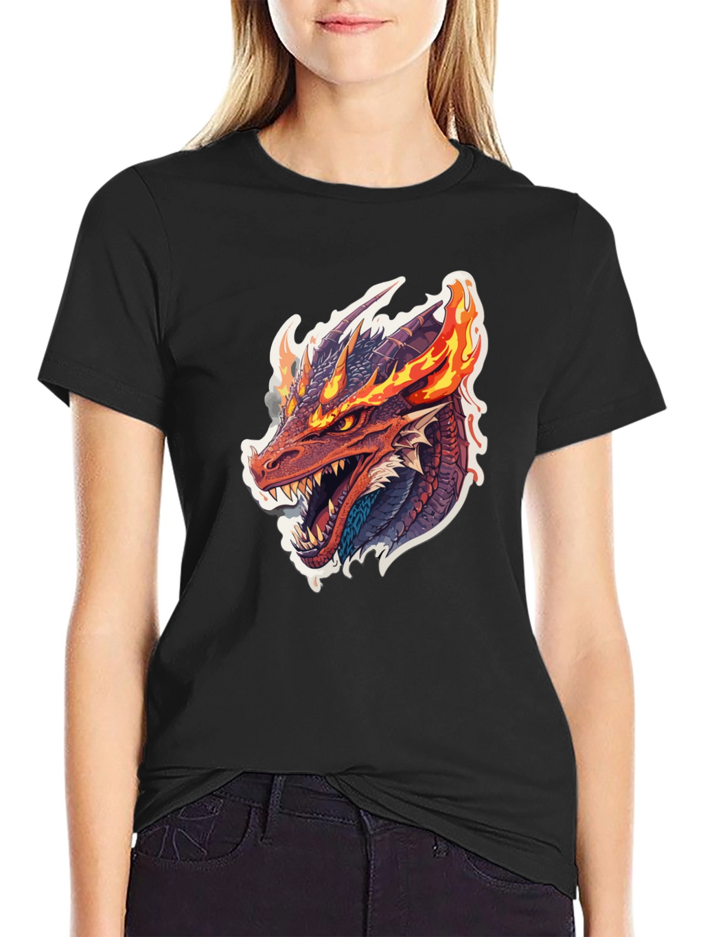 Fiery Dragon Graphic Tee - Mens Black T-Shirt