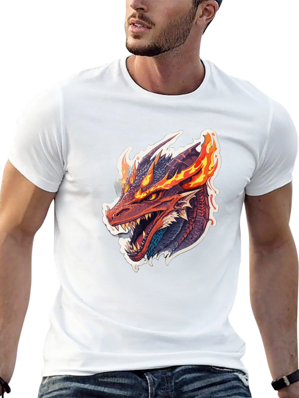 Fiery Dragon Graphic Tee - Mens Black T-Shirt