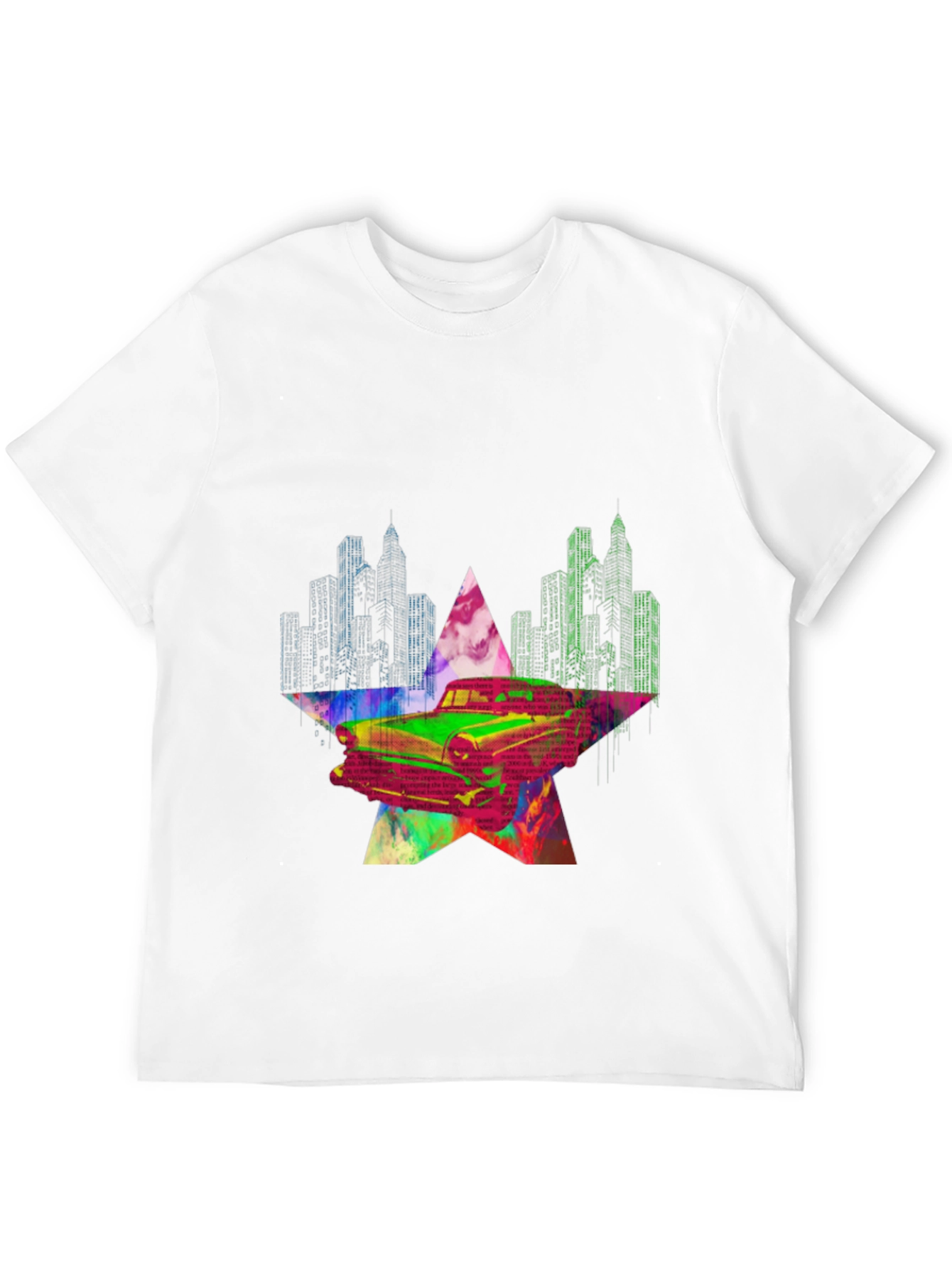 Retro Car Graphic Tee - Cityscape Star Design