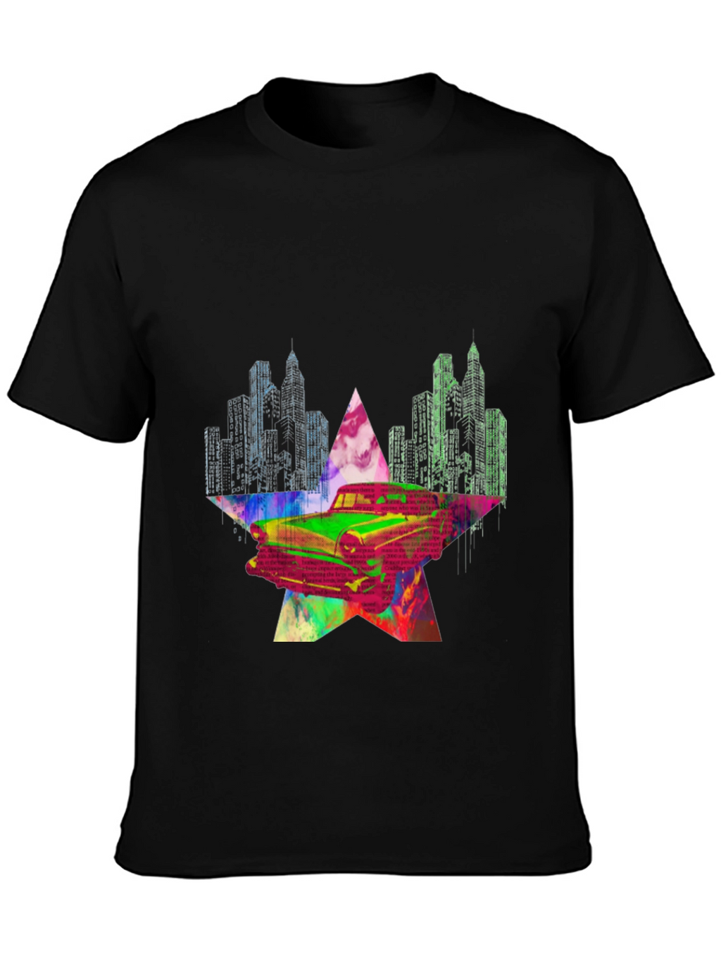 Retro Car Graphic Tee - Cityscape Star Design