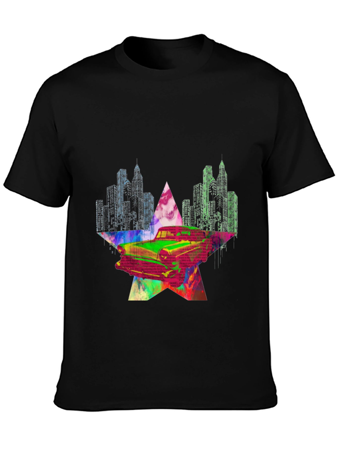 Retro Car Graphic Tee - Cityscape Star Design