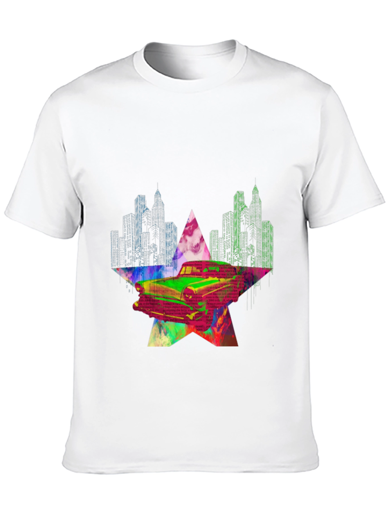 Retro Car Graphic Tee - Cityscape Star Design