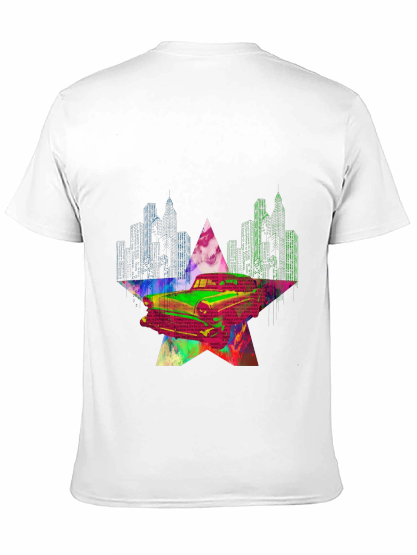 Retro Car Graphic Tee - Cityscape Star Design