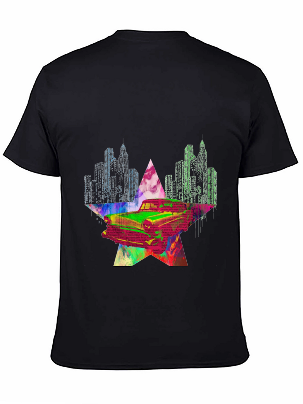Retro Car Graphic Tee - Cityscape Star Design