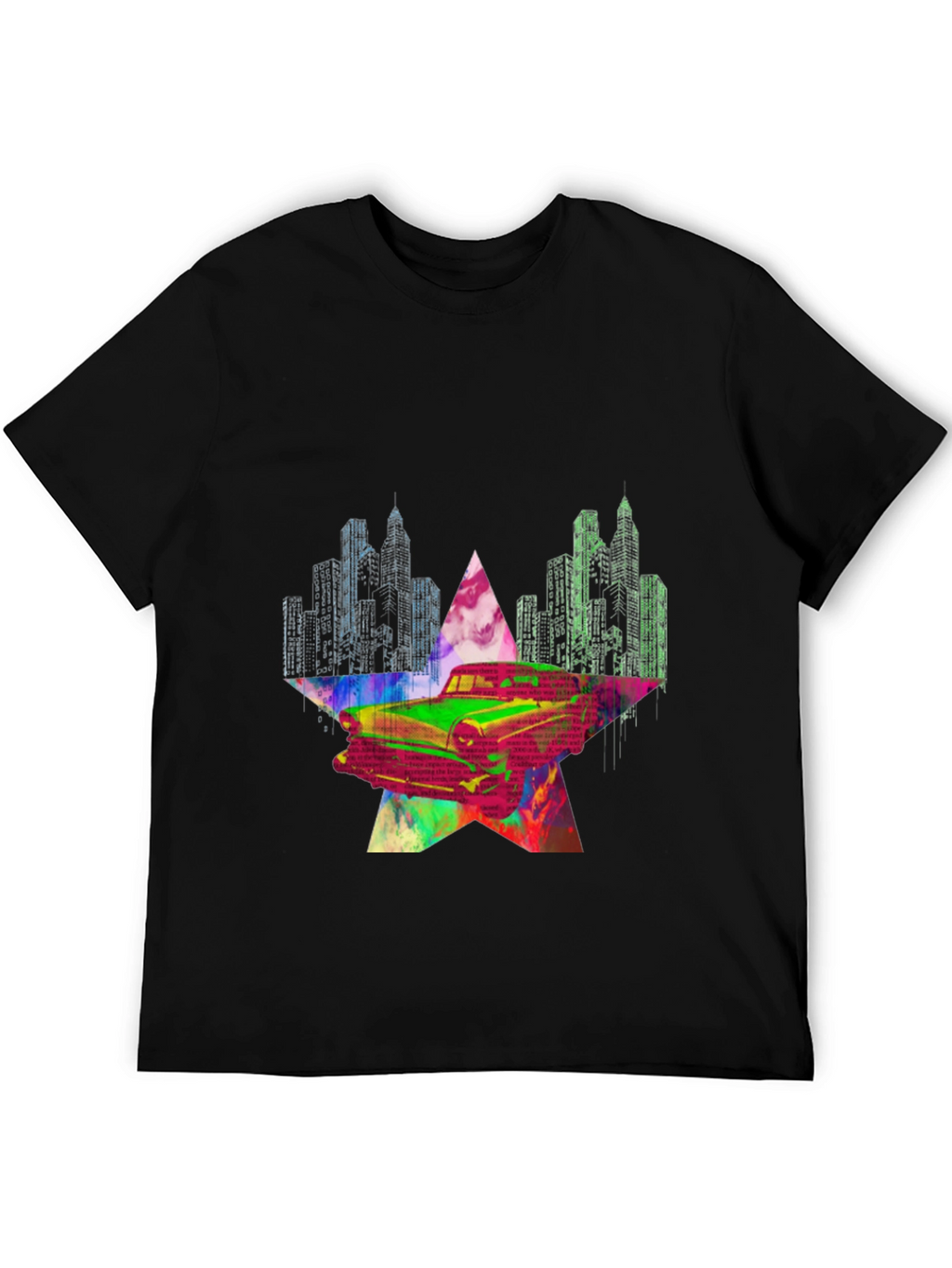 Retro Car Graphic Tee - Cityscape Star Design