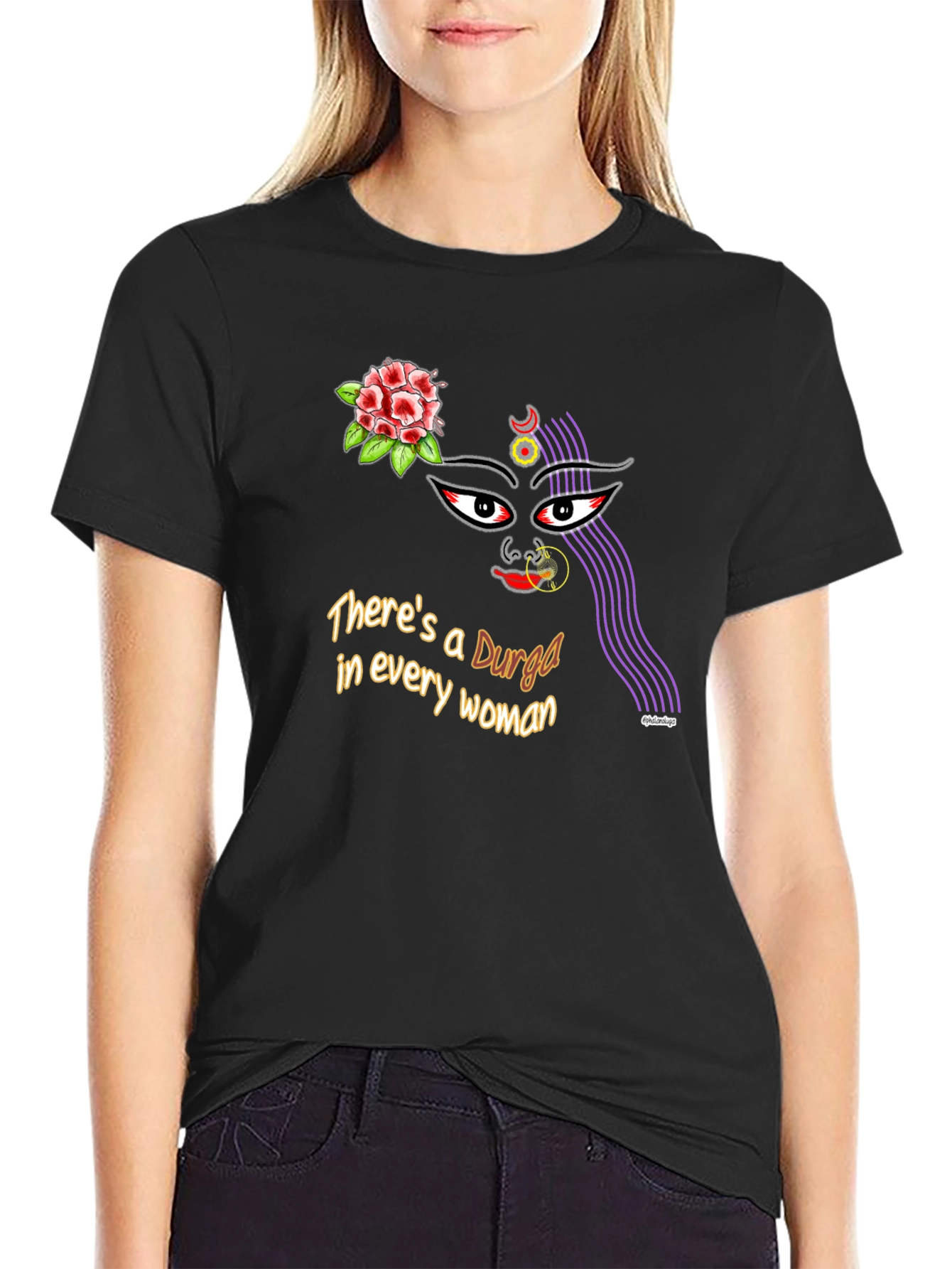Durga Woman Graphic Tee - Empowering Design