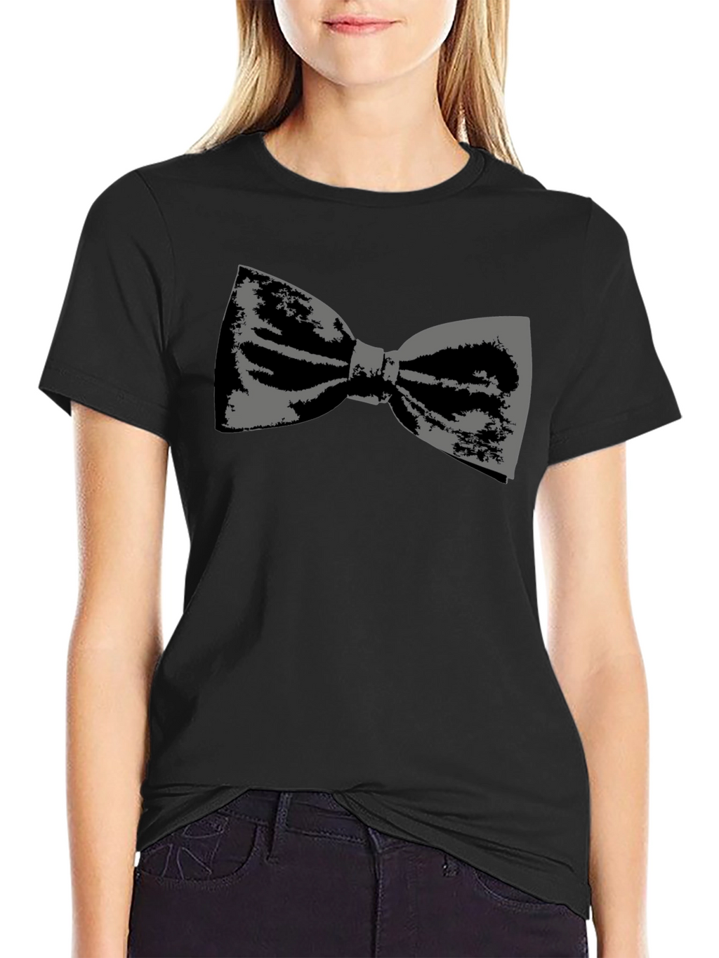 Bow Tie Graphic Tee - Black Cotton