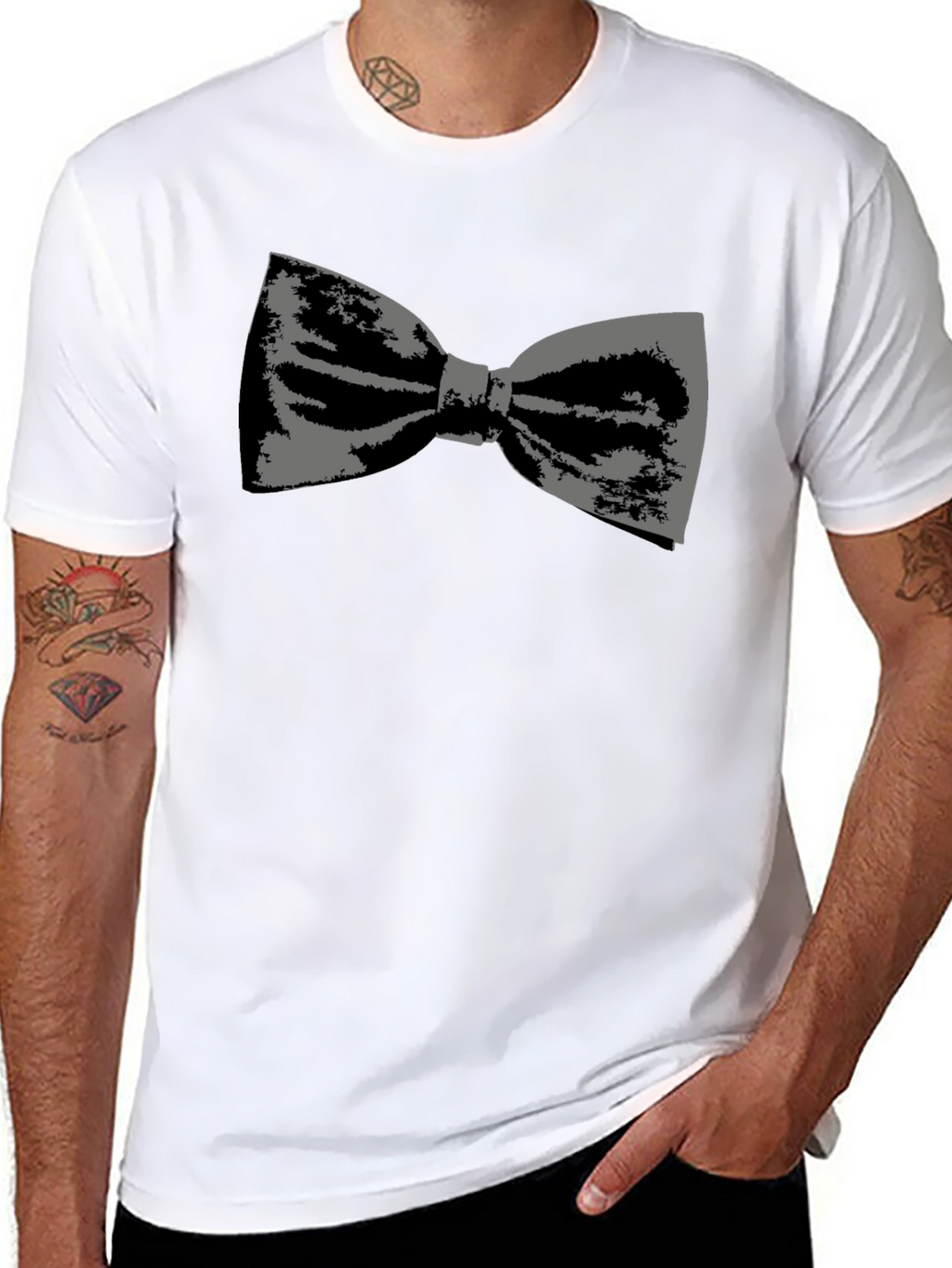 Bow Tie Graphic Tee - Black Cotton