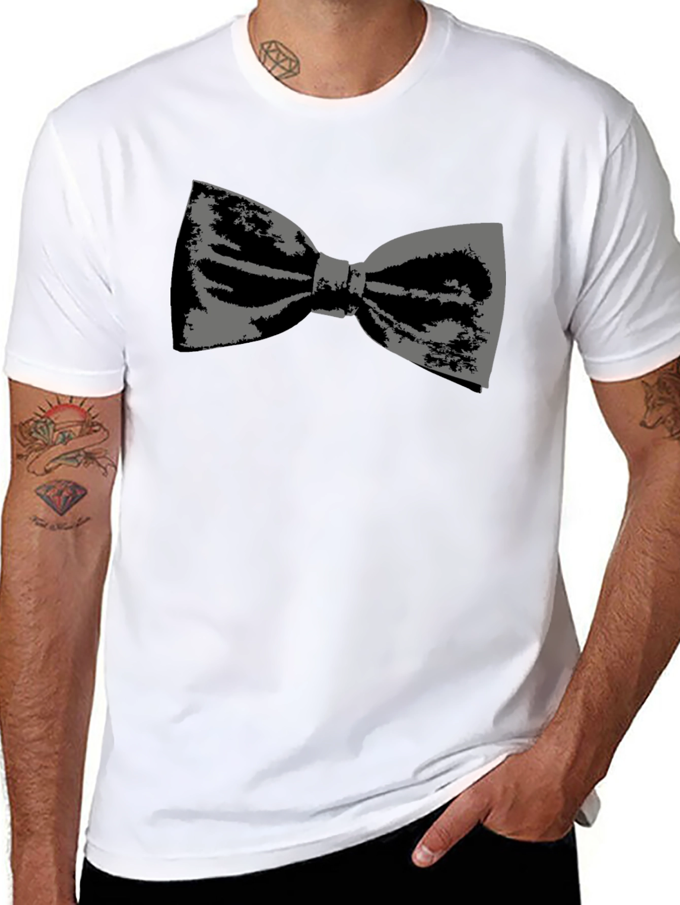 Bow Tie Graphic Tee - Black Cotton