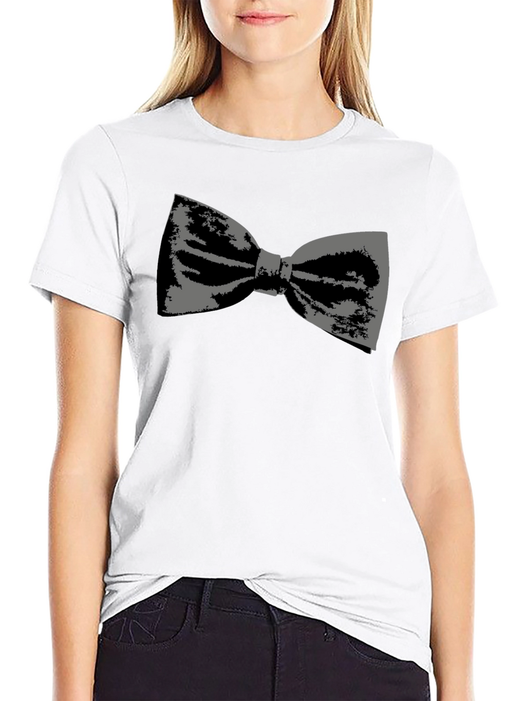 Bow Tie Graphic Tee - Black Cotton