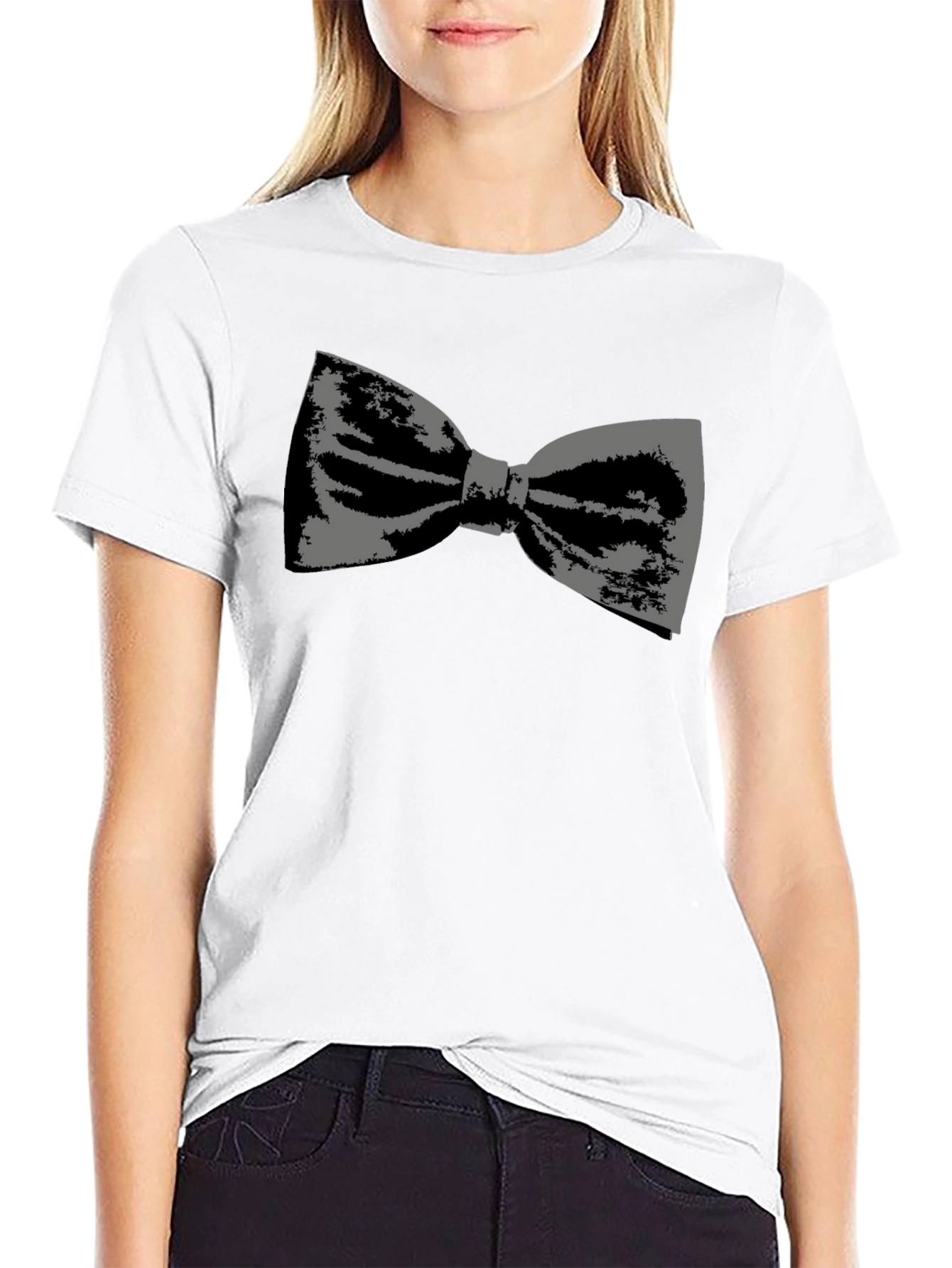 Bow Tie Graphic Tee - Black Cotton