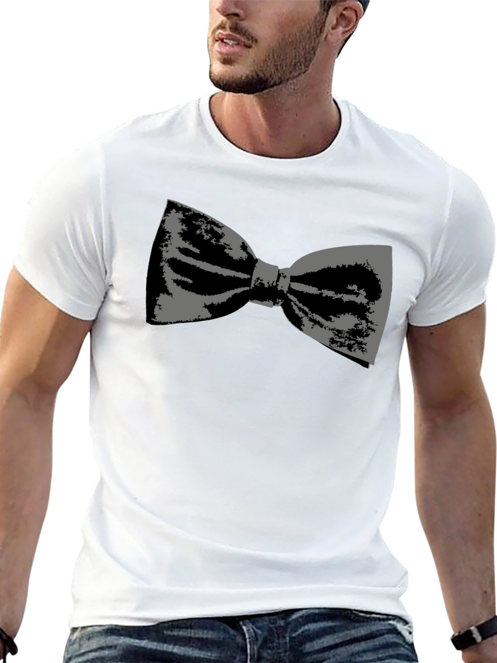 Bow Tie Graphic Tee - Black Cotton