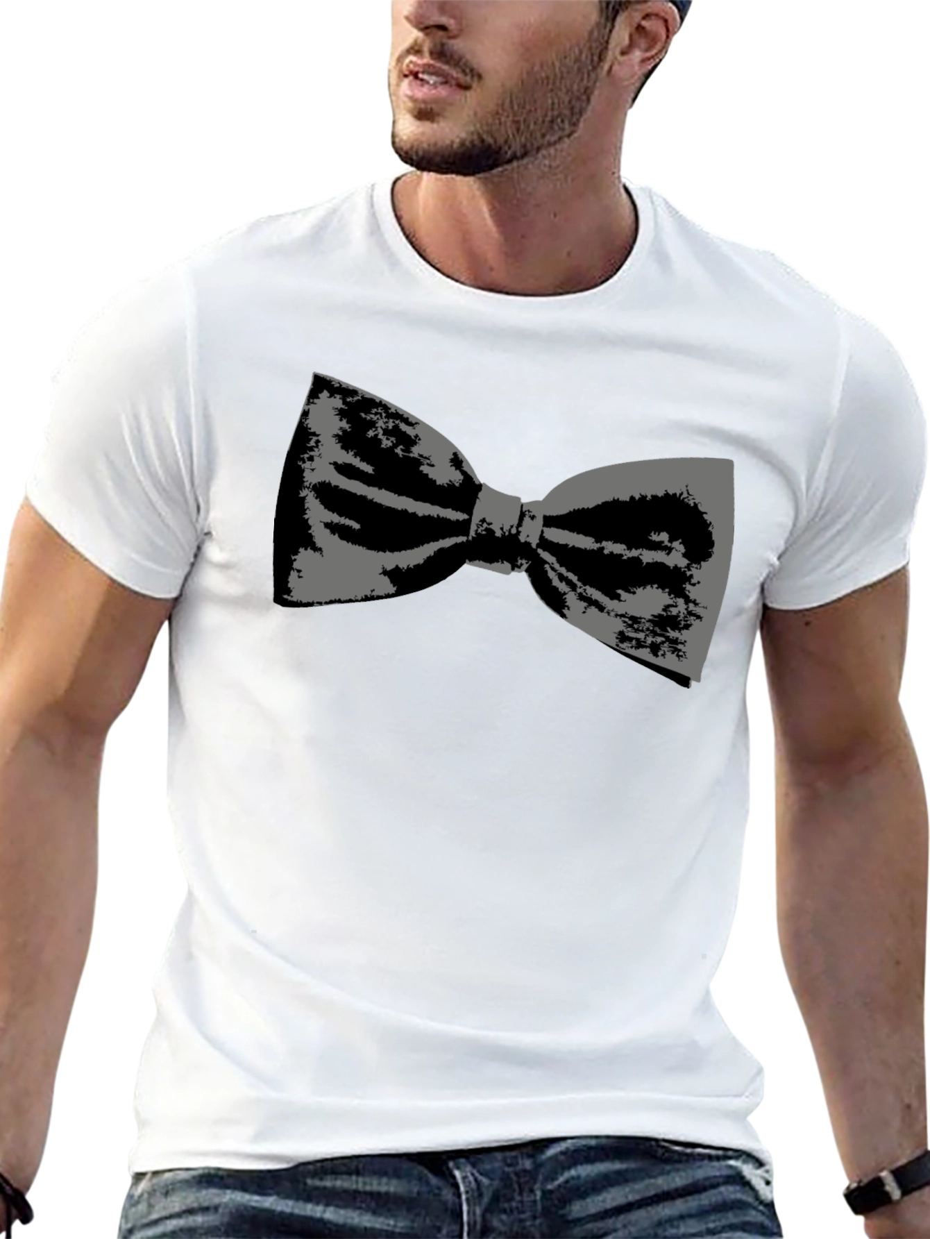 Bow Tie Graphic Tee - Black Cotton
