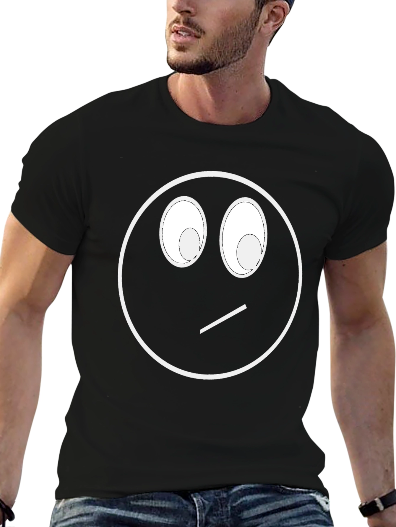 Funny Skeptical Smiley Face Graphic T-Shirt