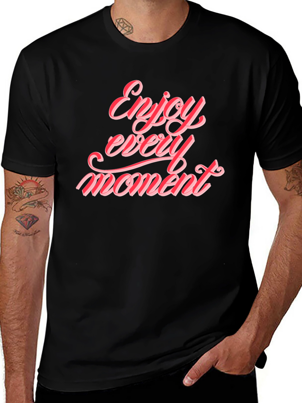 Enjoy Every Moment Graphic Tee - Stylish Black T-Shirt