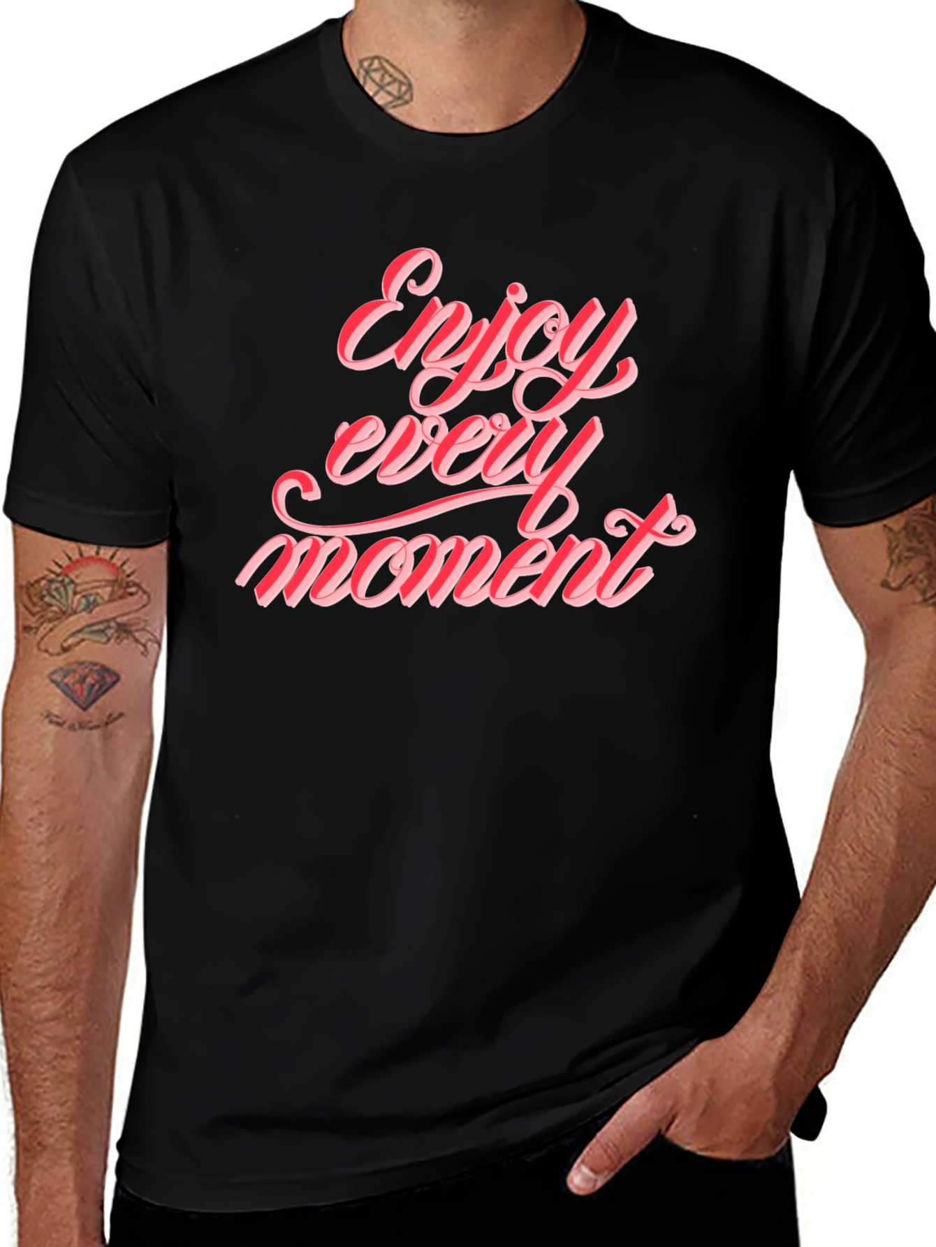 Enjoy Every Moment Graphic Tee - Stylish Black T-Shirt