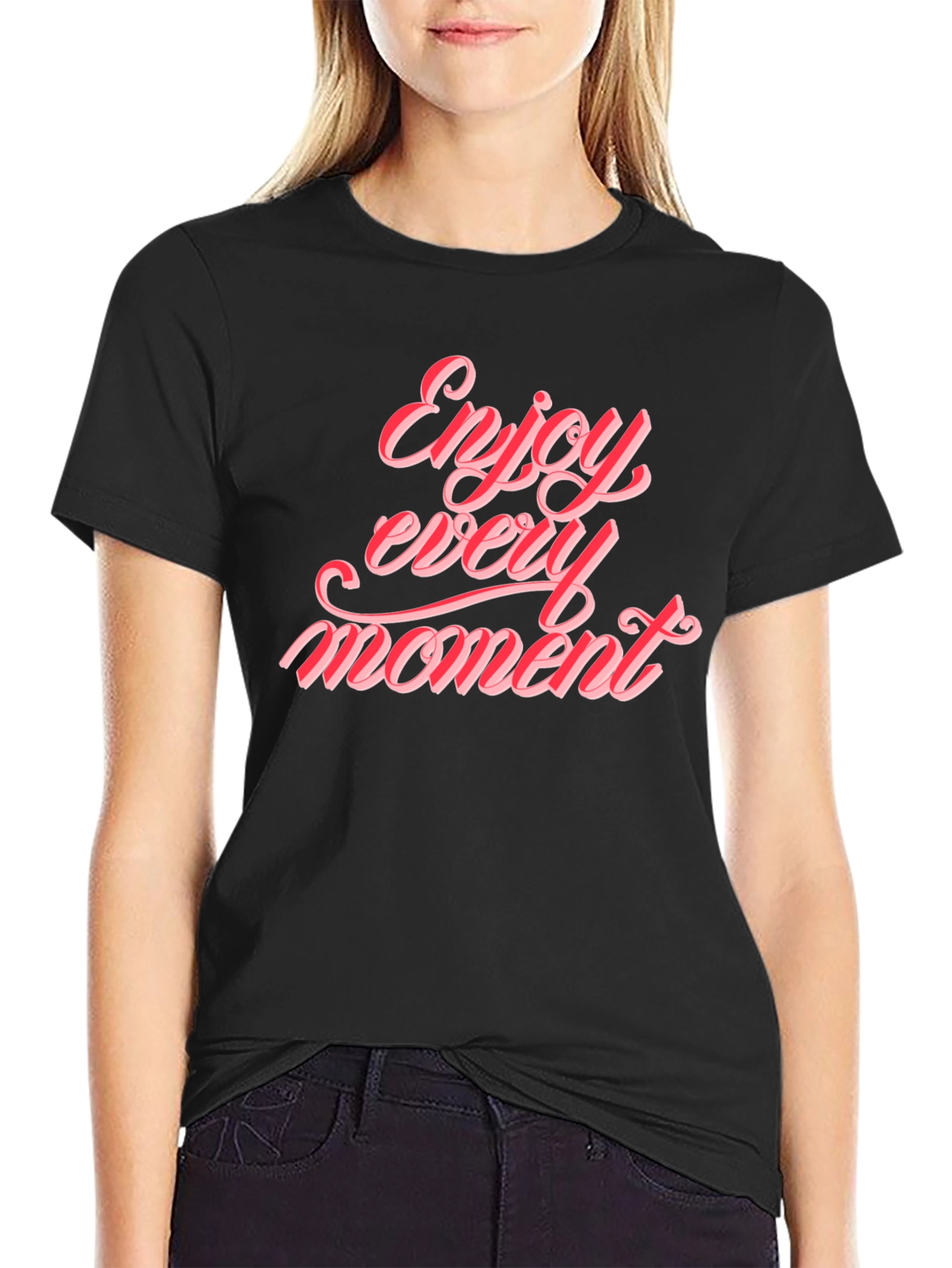 Enjoy Every Moment Graphic Tee - Stylish Black T-Shirt