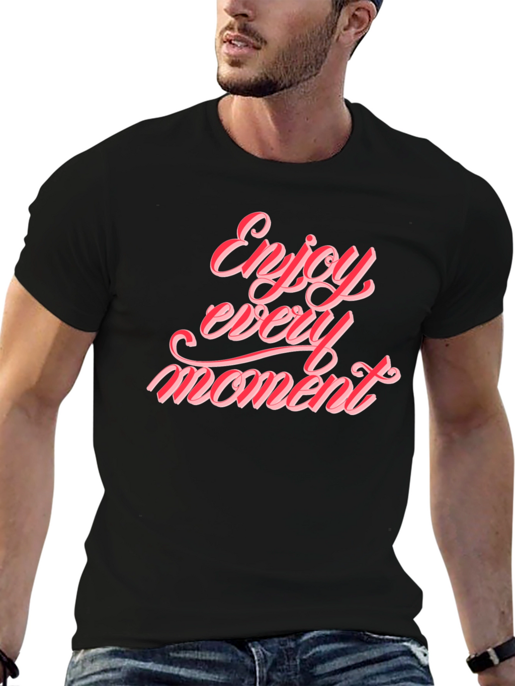 Enjoy Every Moment Graphic Tee - Stylish Black T-Shirt