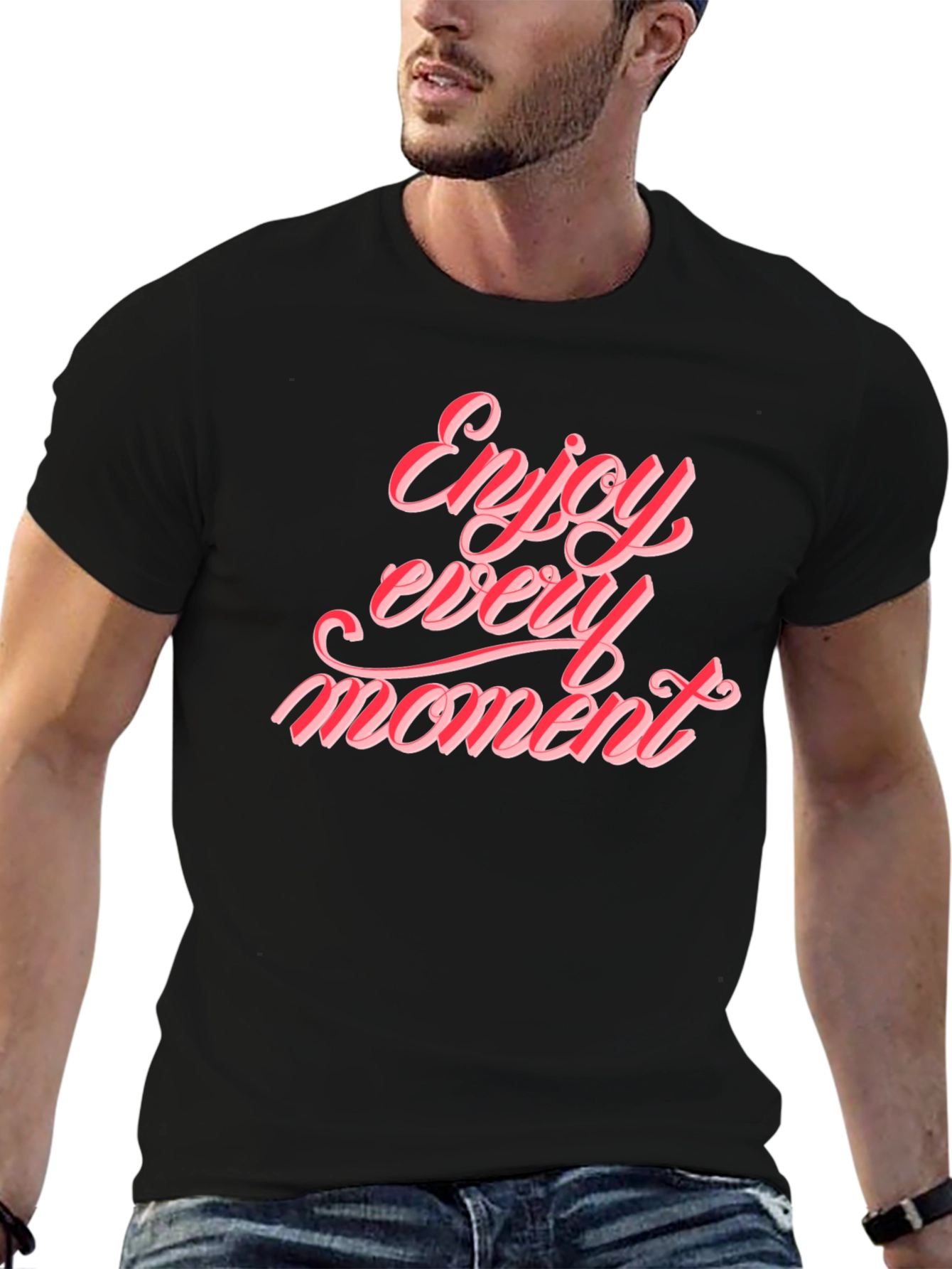 Enjoy Every Moment Graphic Tee - Stylish Black T-Shirt