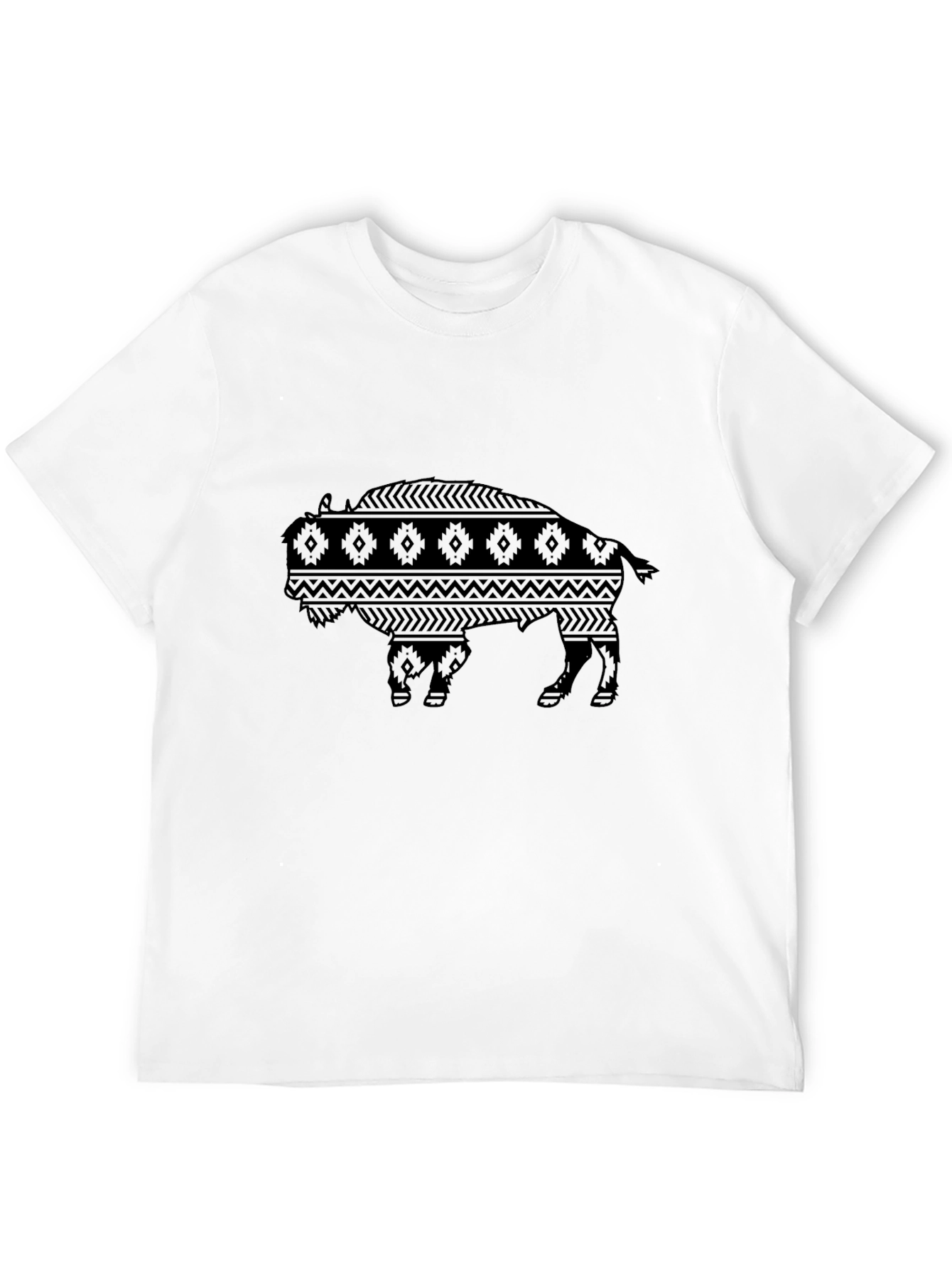 Tribal Bison Graphic Tee - Mens Black T-Shirt