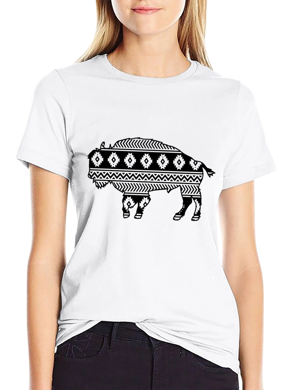 Tribal Bison Graphic Tee - Mens Black T-Shirt