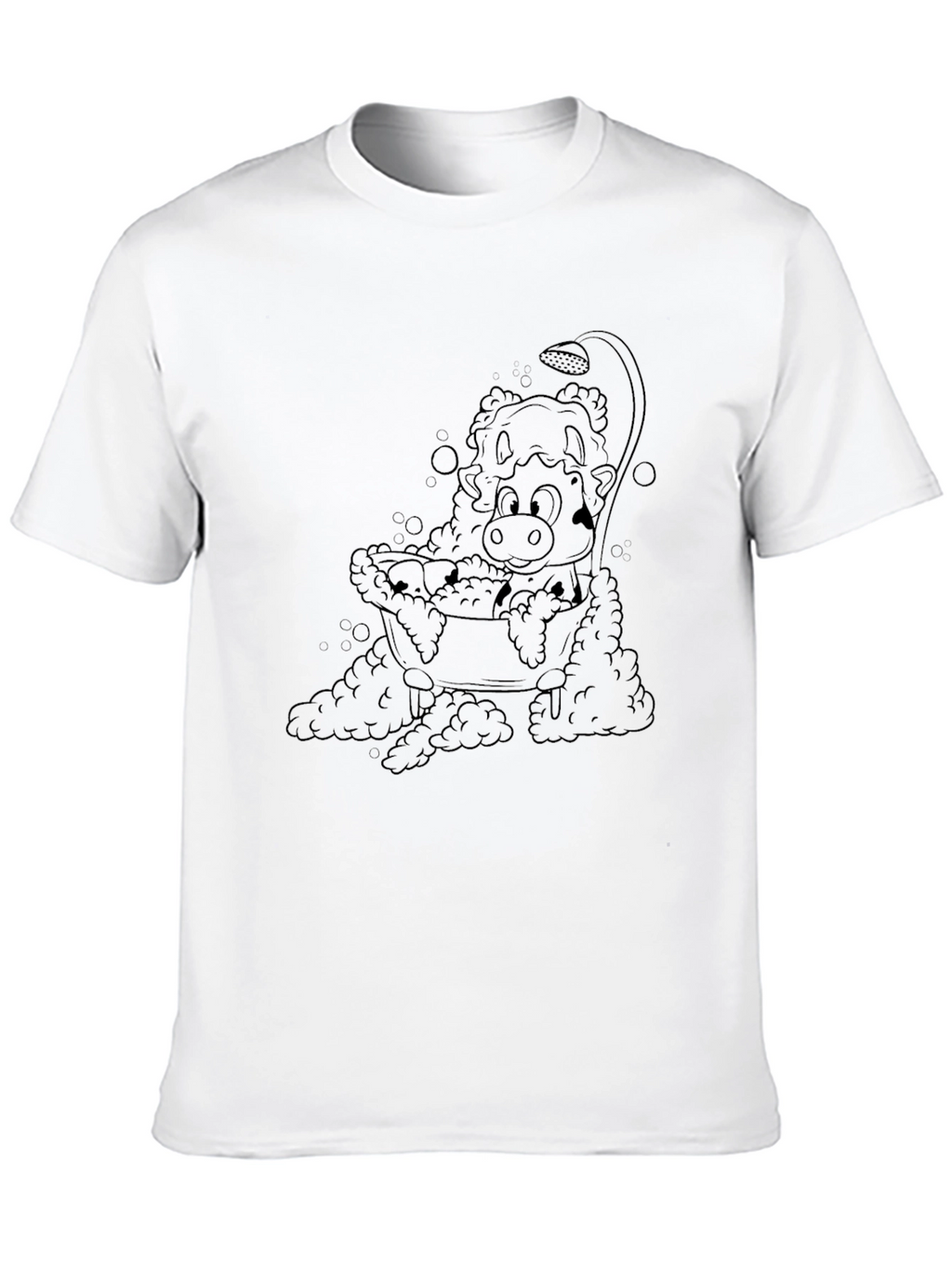 Cartoon Cow in Tub Mens Black T-Shirt
