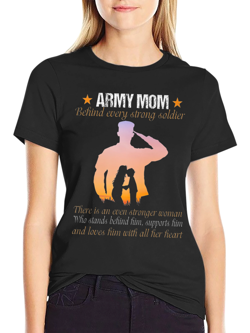 Army Mom T-Shirt - Strong Soldier Silhouette