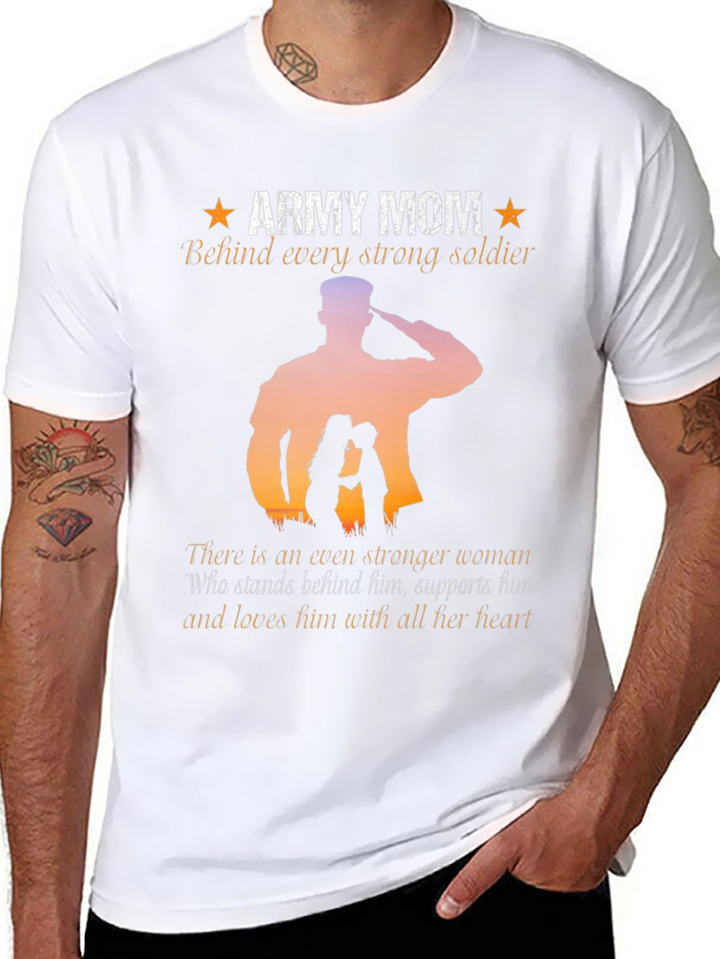 Army Mom T-Shirt - Strong Soldier Silhouette