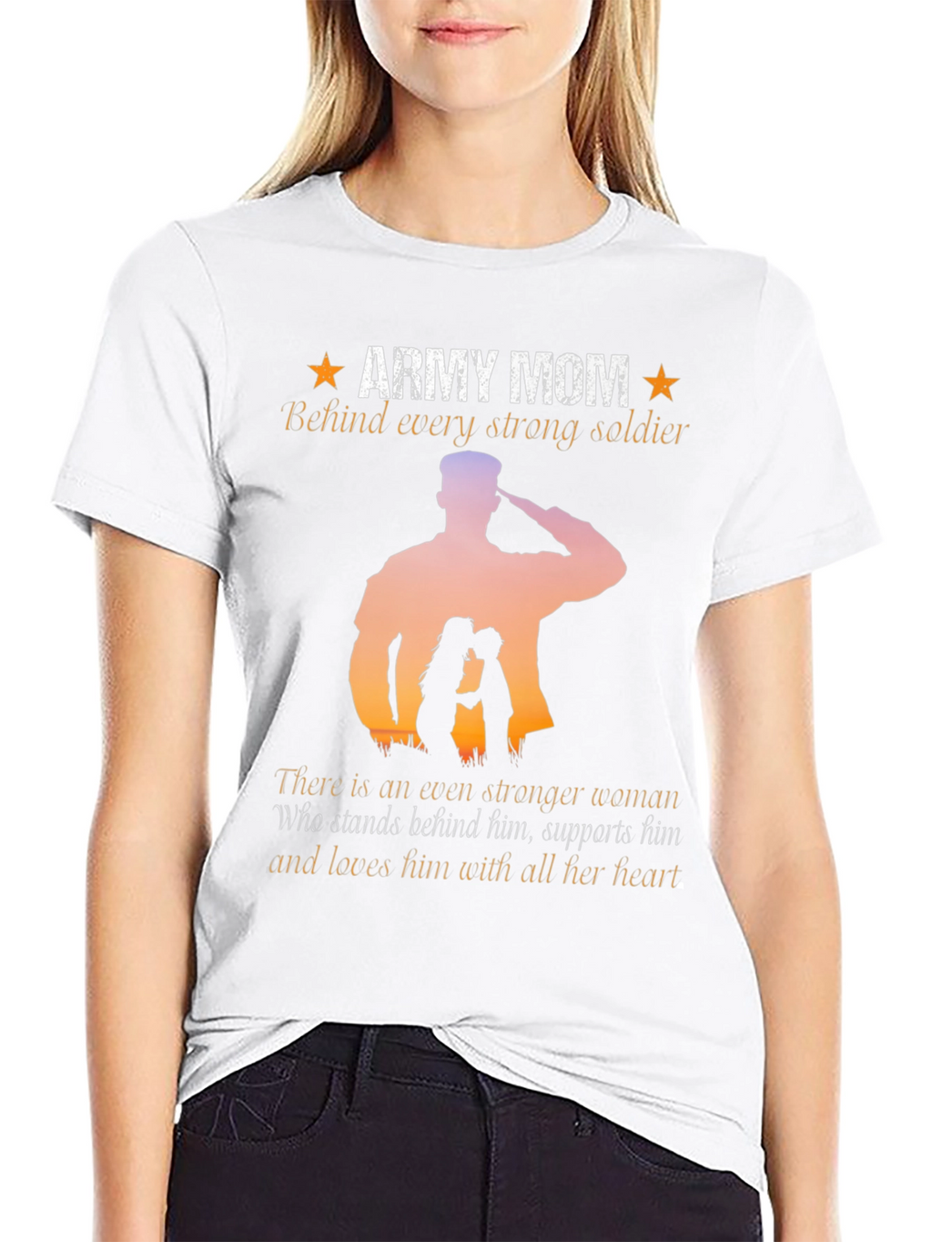 Army Mom T-Shirt - Strong Soldier Silhouette
