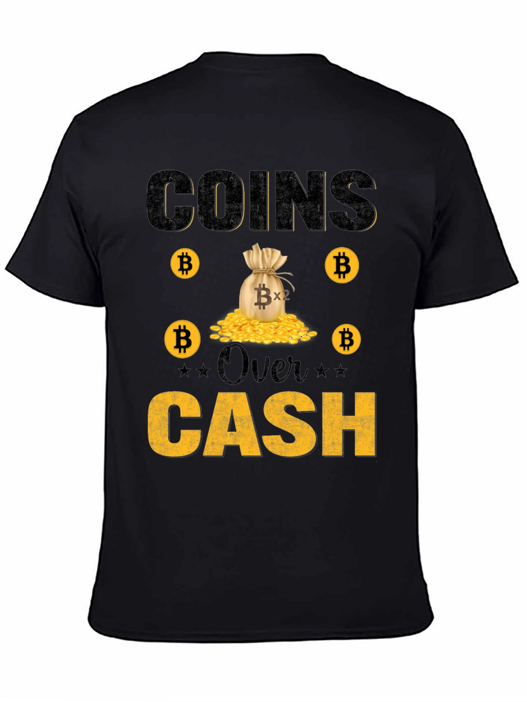 Bitcoin Coins Over Cash Graphic Tee