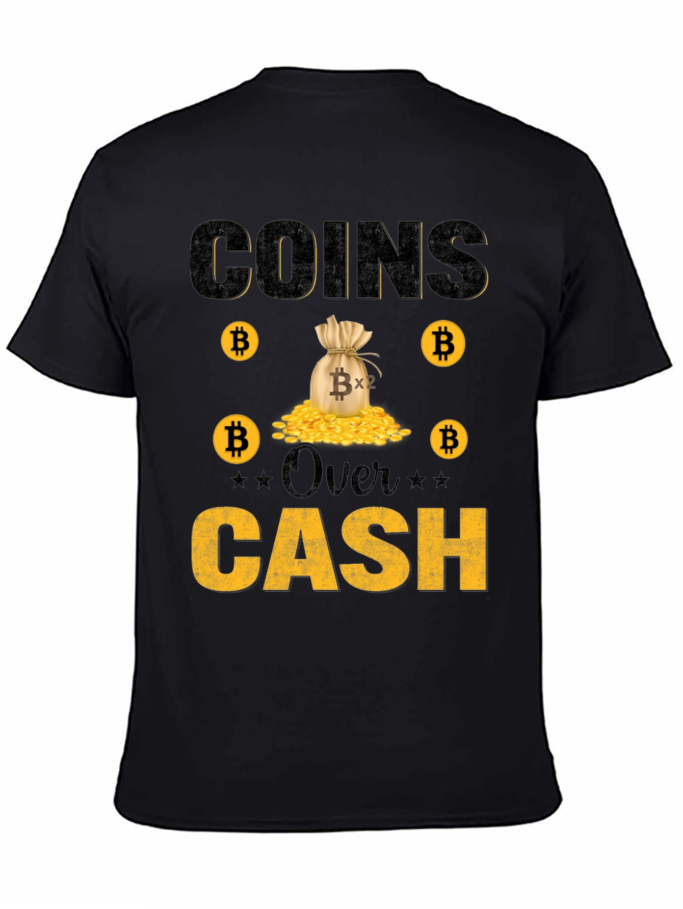 Bitcoin Coins Over Cash Graphic Tee