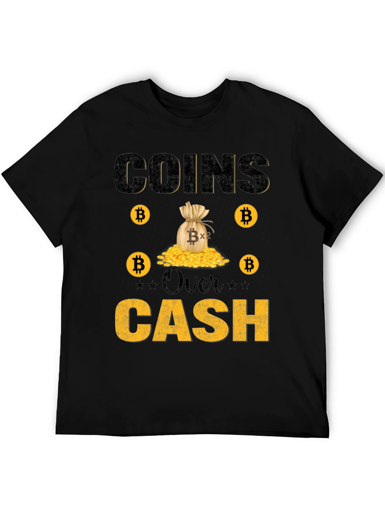 Bitcoin Coins Over Cash Graphic Tee