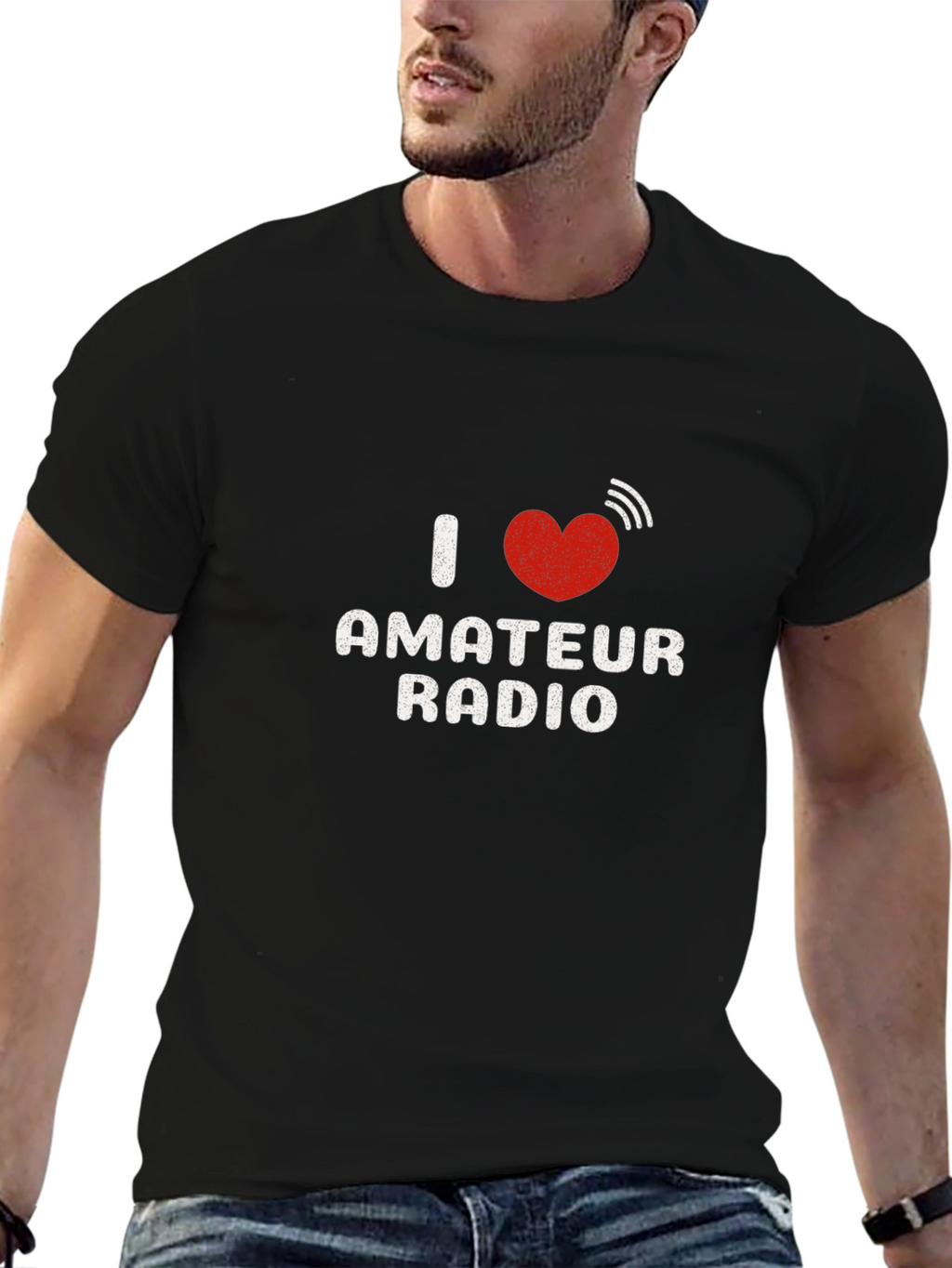 I Heart Amateur Radio Black T-Shirt