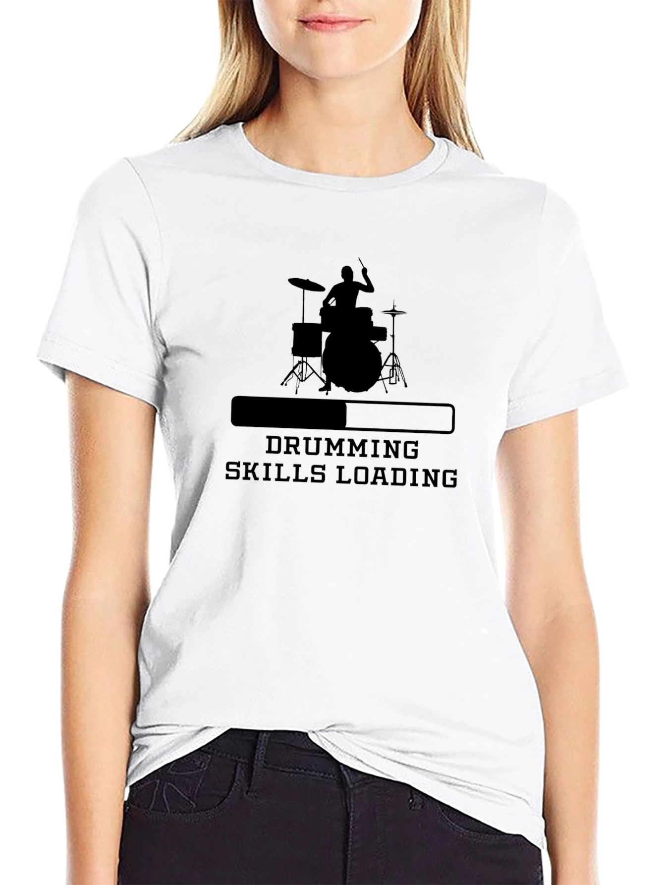 Drumming Skills Loading Graphic Tee - Black Cotton T-Shirt