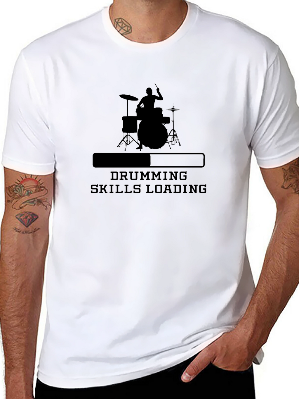 Drumming Skills Loading Graphic Tee - Black Cotton T-Shirt