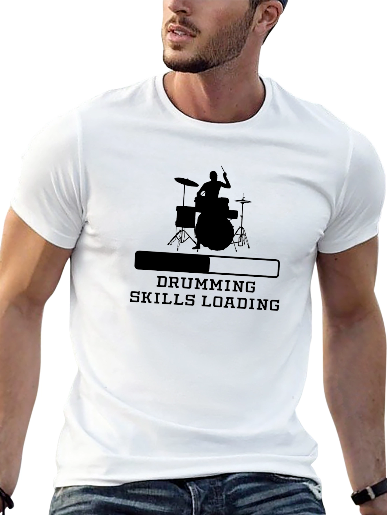Drumming Skills Loading Graphic Tee - Black Cotton T-Shirt
