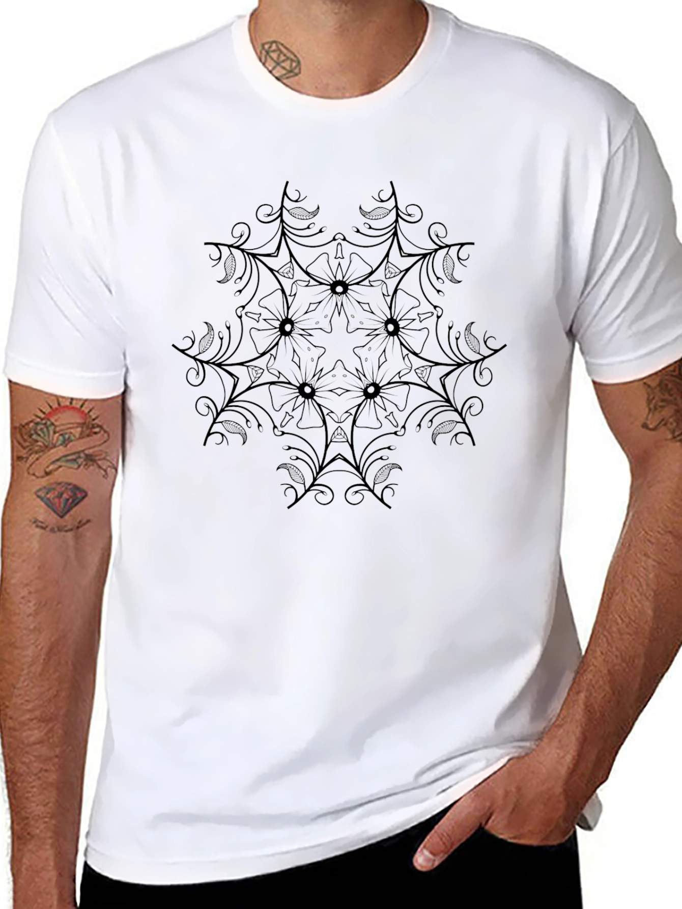 Geometric Mandala Print Crew Neck T-Shirt