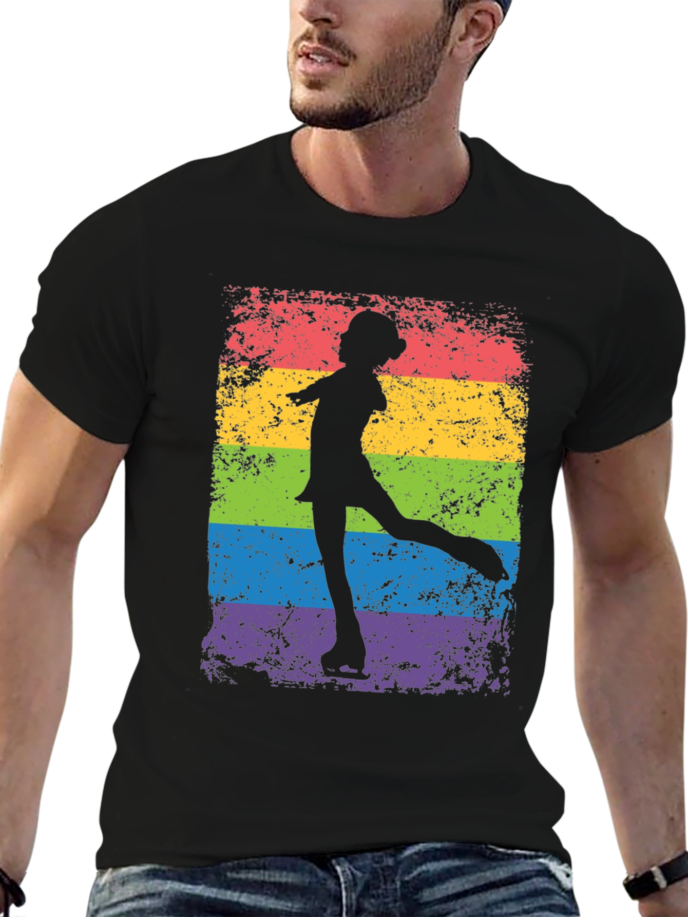 Rainbow Ice Skater Graphic Tee