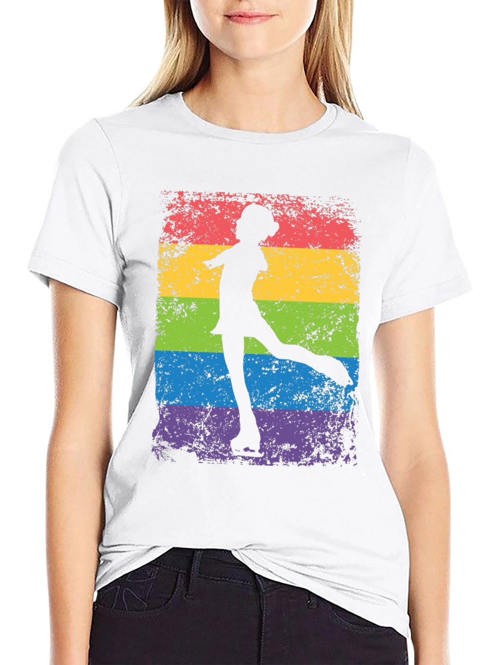 Rainbow Ice Skater Graphic Tee