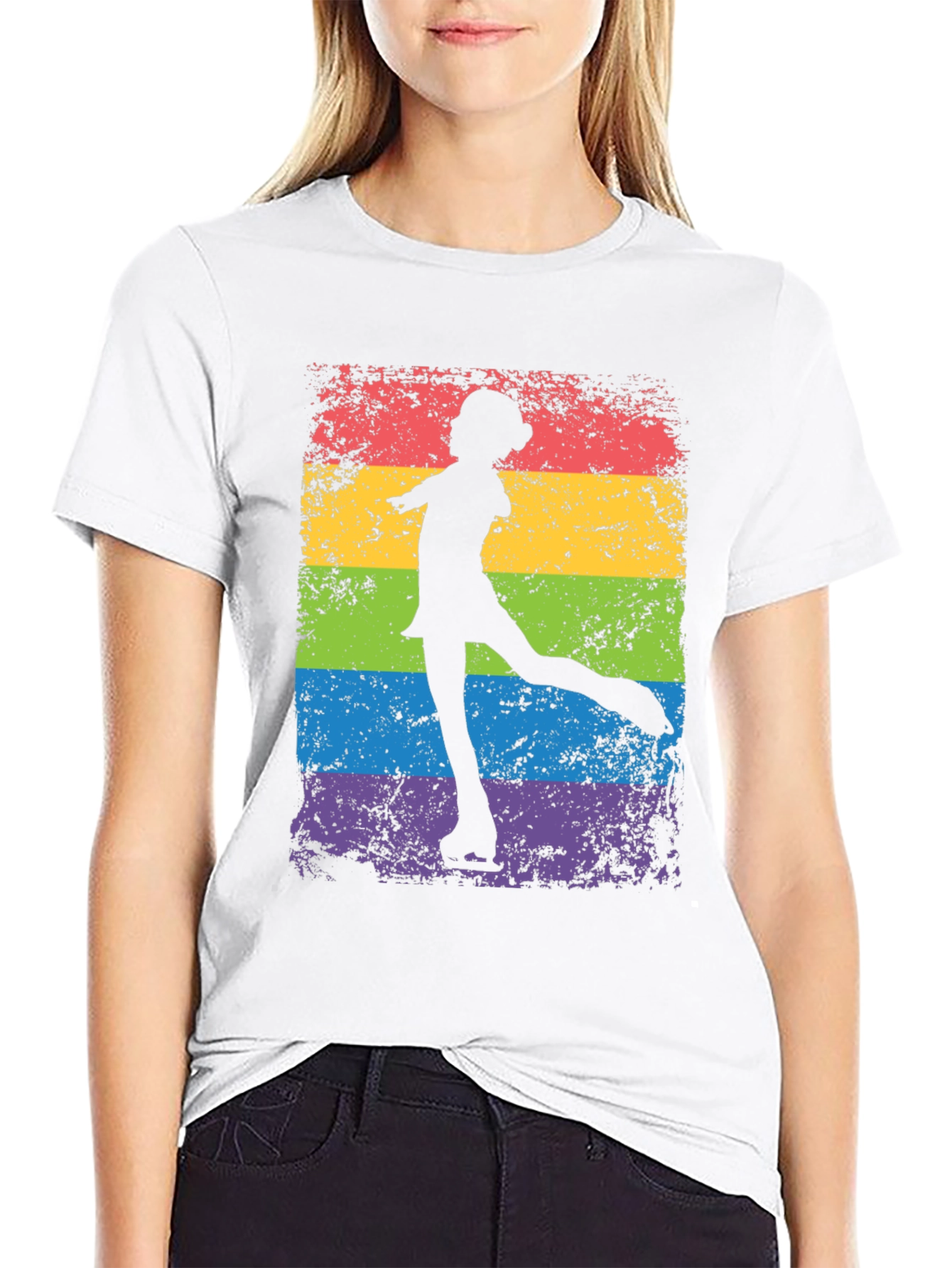 Rainbow Ice Skater Graphic Tee