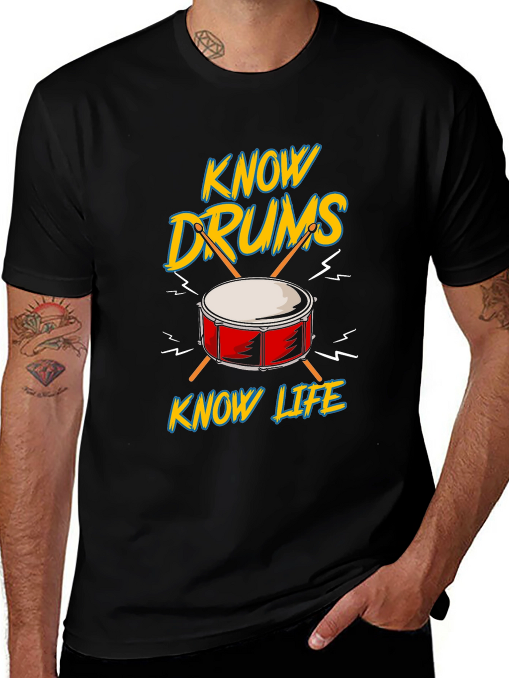 Know Drums Know Life Black Graphic Tee