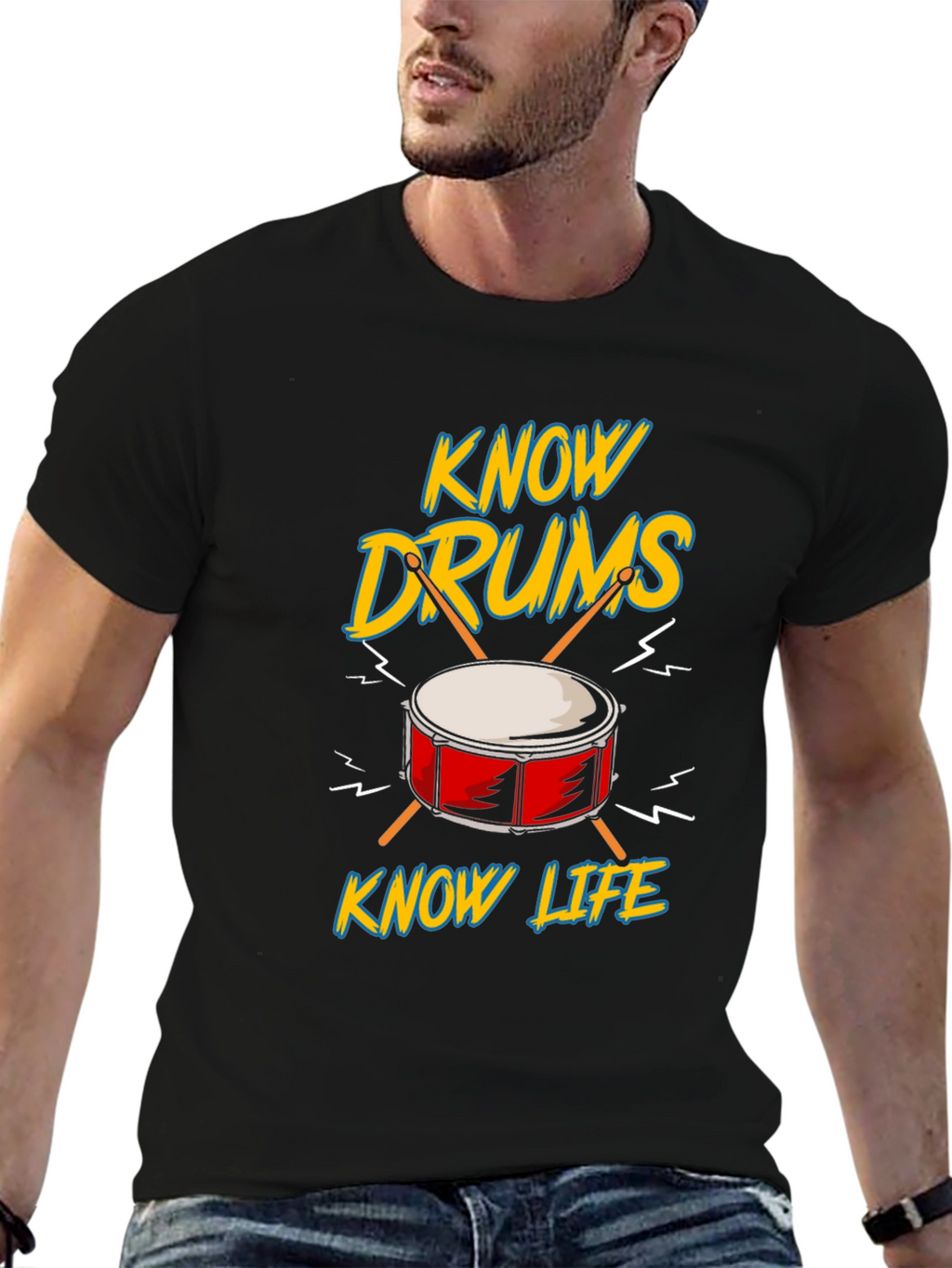 Know Drums Know Life Black Graphic Tee