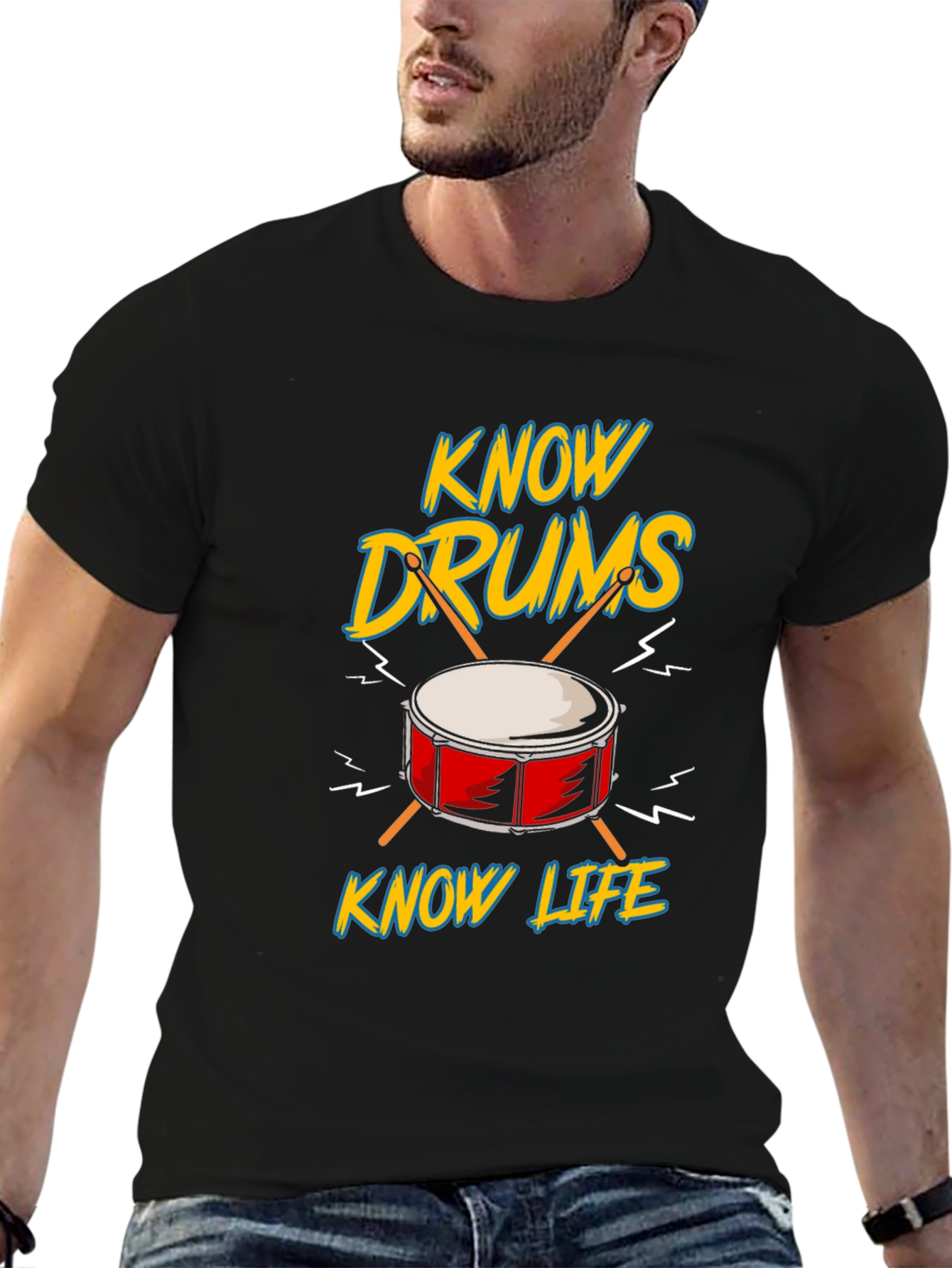 Know Drums Know Life Black Graphic Tee
