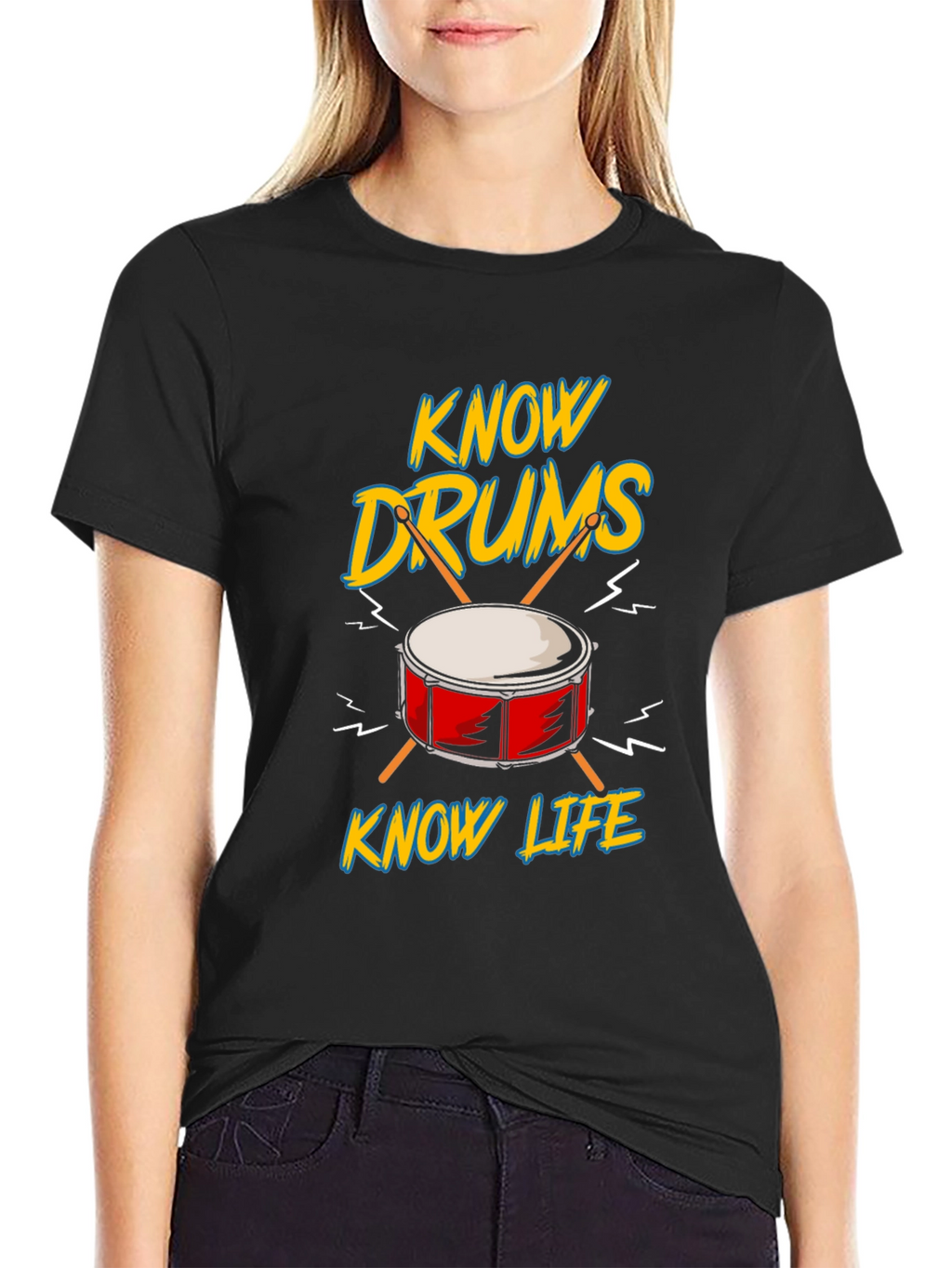Know Drums Know Life Black Graphic Tee