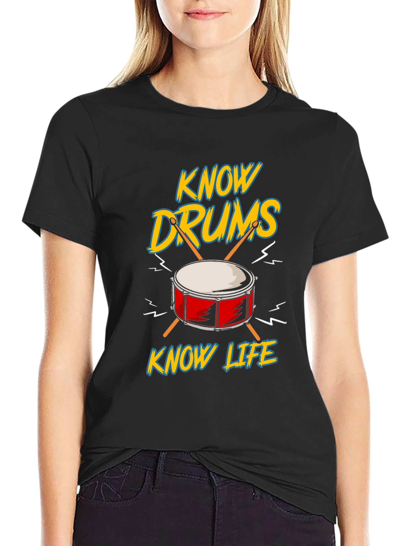 Know Drums Know Life Black Graphic Tee