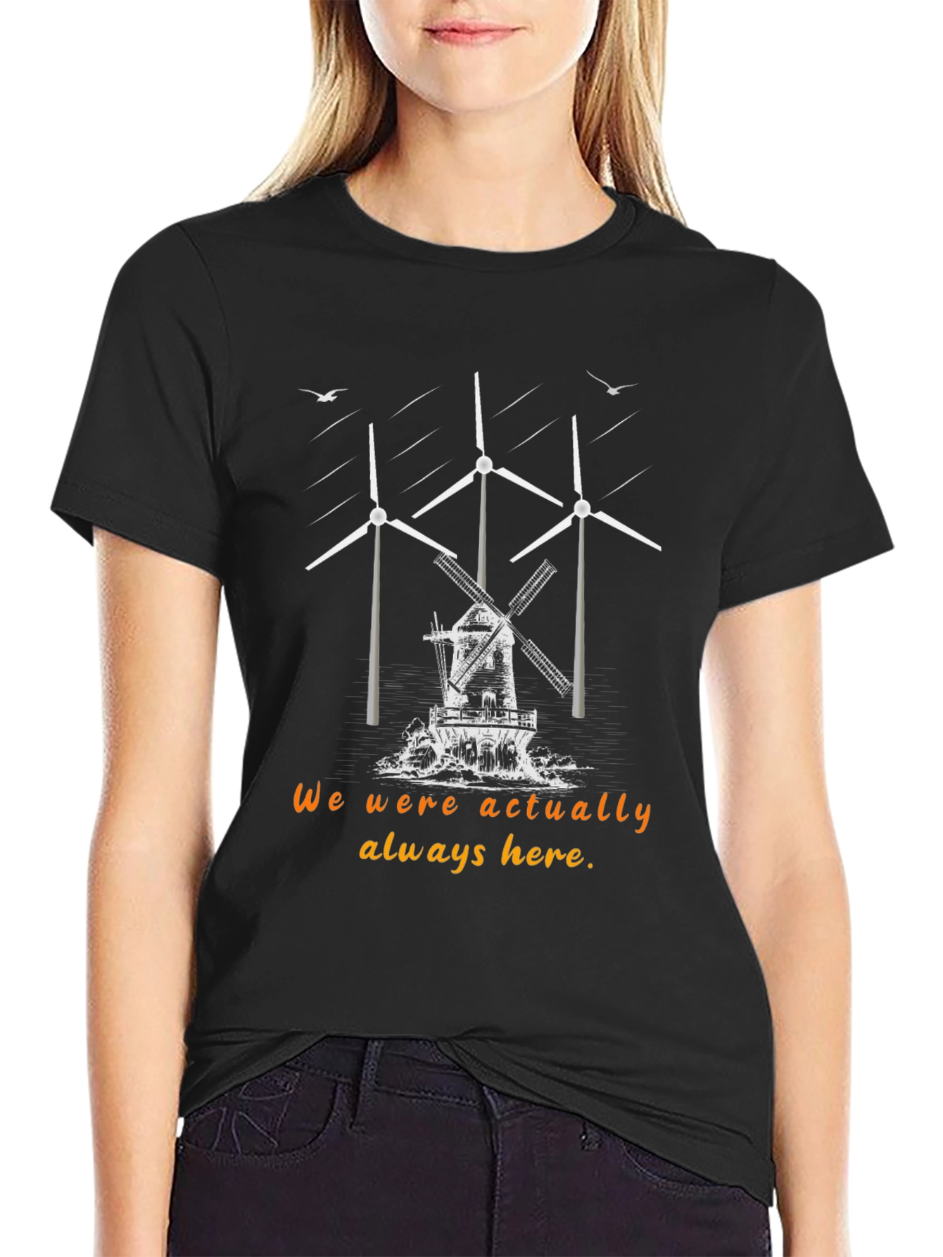 Sustainable Statement Tee - Windmill & Wind Turbine Design
