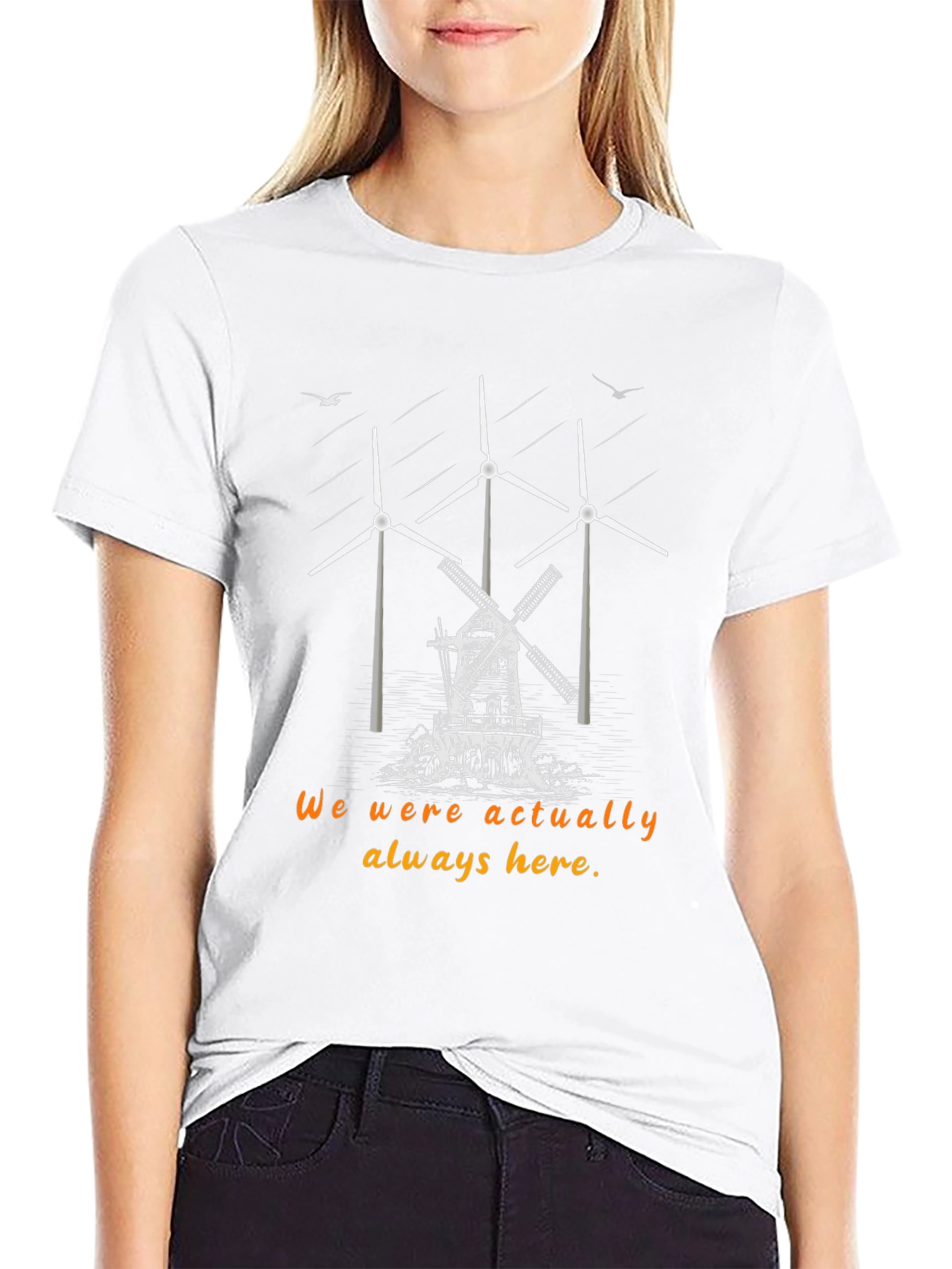 Sustainable Statement Tee - Windmill & Wind Turbine Design
